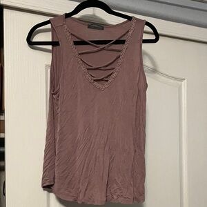 Elegant Mauve Tank Top with Braided Detail